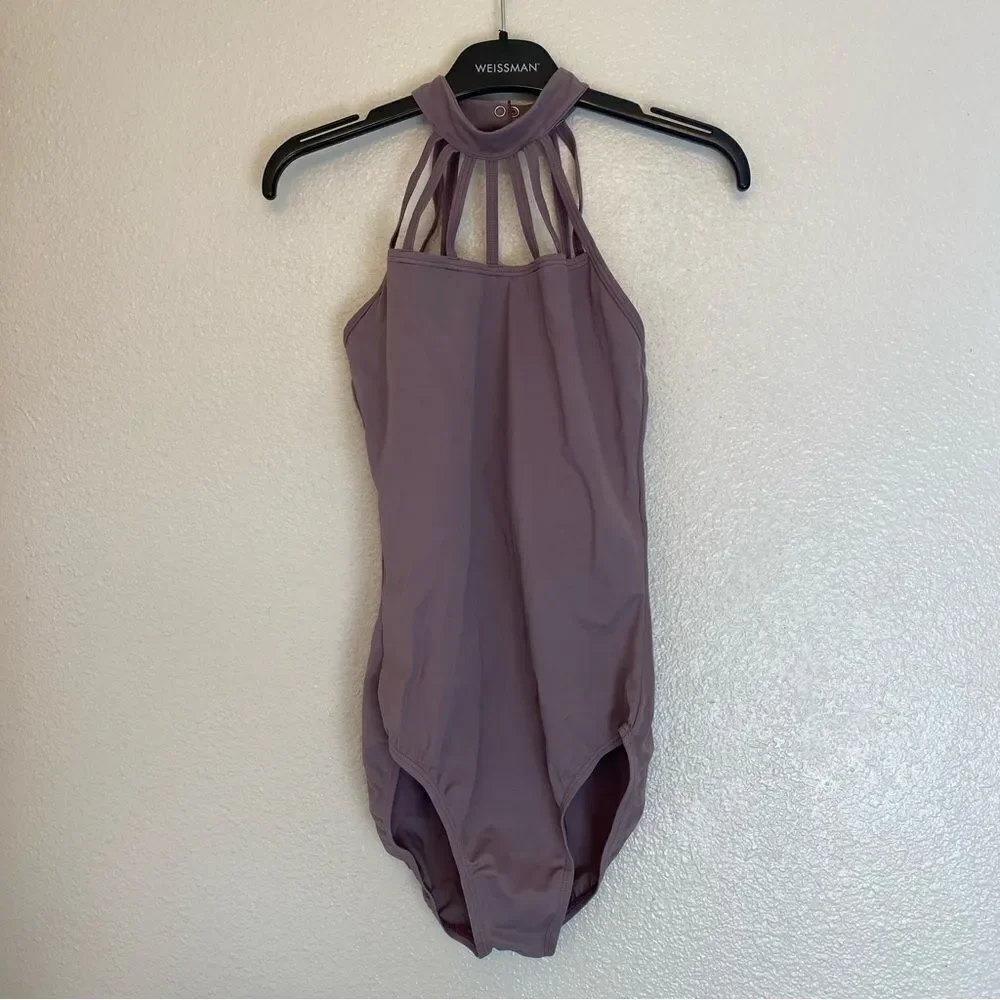 Weissman Balera dance costume lavender mauve Strappy Draped leotard SA adult